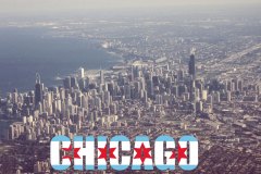 chicago skyline with text