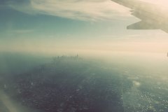 chicago skyline from plane