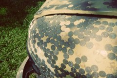 pennies on car