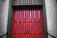 red door in building