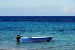 boat in blue Caribbean water